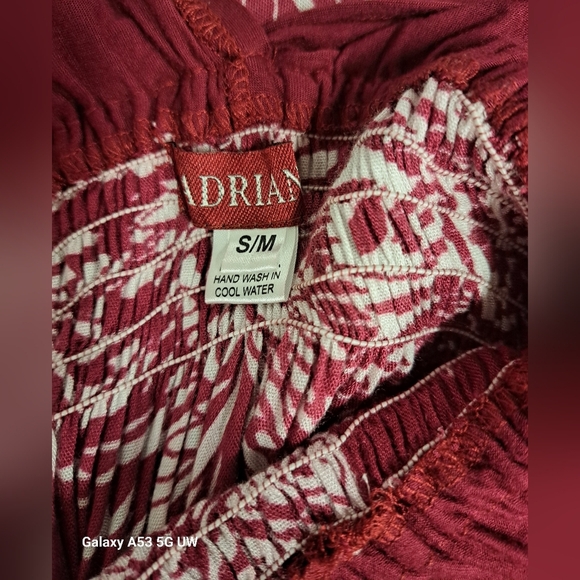 Adriana S/M Mulberry Colored Dress Criss Cross Plunge Neck Smocked Waist - Picture 5 of 6